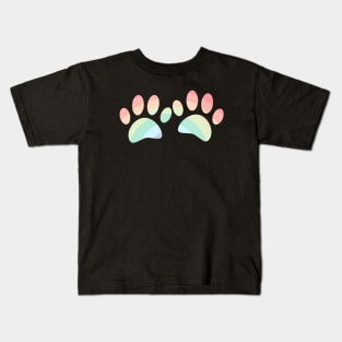 Pastel Color Rainbow Dog Paw Prints Kids T-Shirt